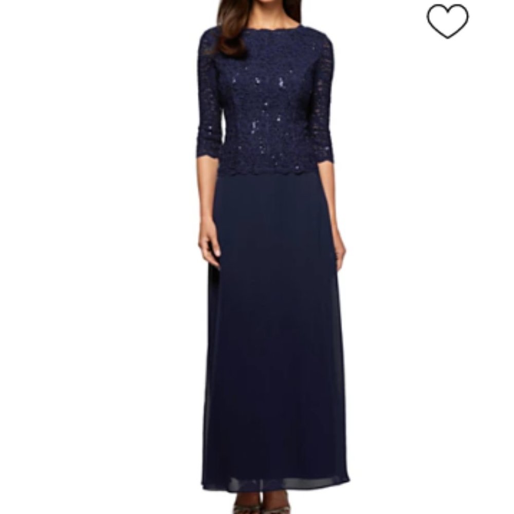 Alex Evenings Women's Sequin Embellished Lace Top Gown